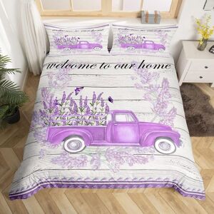 Housse De Couette Camion Lavande, Ensemble De Literie De Style Ferme En Bois Rustique Pour Enfants Filles Adolescentes, D¿¿Cor De Chambre, Botan Floral Violet - Publicité