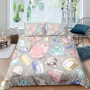 Housse De Couette En Diamant Pour Filles, Ensemble De Literie Au Design G¿¿Om¿¿Trique, Pour Adolescentes Et Enfants, Rose Pastel, Bleu, Violet, Bijoutier - Publicité