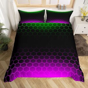 Housse De Couette En Nid D'abeille Grenn Violet Ombr¿¿, Ensemble De Literie En Forme De Ruche Hexagonale, Housse De Couette G¿¿Om¿¿Trique Pour Enfants En Bas Age - Publicité