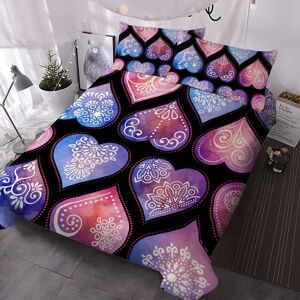 Rose Violet Coeur Literie Aquarelle Mandala Avec Coeur Housse De Couette Reine Taille Aa-D Pièce Mignon Filles Parure De Lit - Publicité