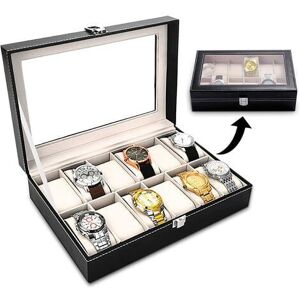 Bo?Te À Montres,Présentoir À Montres,Coffret À Montres,Bo?Te À Montres Avec 12 Emplacements,Bo?Te De Rangement Avec Doublure En Velours Doux,Présentoir Coffret Bo?Te À Montre - Publicité