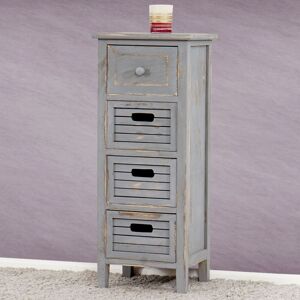 Mendler Commode / Table D'appoint / Armoire, 4 Tiroirs, 30x25x74cm, Shabby, Vintage Gris - Publicité