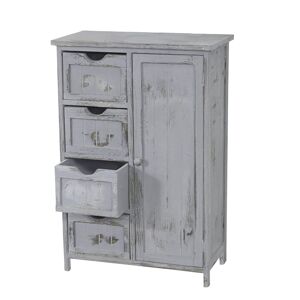 Commode Style Vintage Meuble D'appoint À Tiroirs 82x55x30cm En Bois De Paulownia Gris 04_0002491 - Publicité