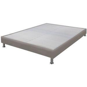 Sommier Tapissier + Jeu De Pieds 140x190 Omega Simili Taupe 2x16 Lattes - Ebac - Gris - 2 Places - Publicité