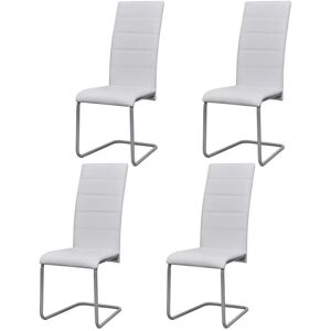 Vidaxl Chaises De Salle À Manger Cantilever 4 Pcs Blanc Similicuir - Publicité