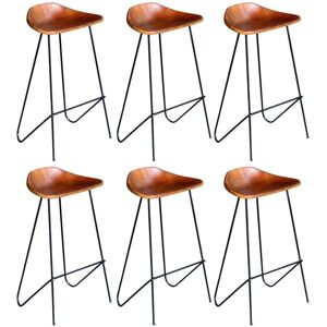 Vidaxl Chaises De Bar 6 Pcs Marron Cuir Véritable - Publicité