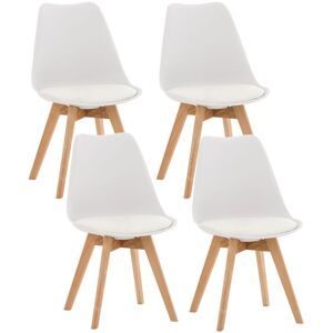 Lot De 4 Chaises De Salle À Manger Cuisine Ou Bureau En Plastique Et Simili-Cuir Blanc Pieds En Bois 10_0000323 - Publicité