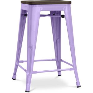 Tabouret De Bar - Design Industriel - Bois Et Acier - 60cm -Metalix Violet Pastel - Publicité