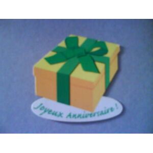 Magnet Original En Forme De Cadeau D'anniversaire Jaune Et Ruban Vert - Décoration Déco Magnétique Pour Cadeau Ou À Poser Sur Frigo Réfrigérateur - Aimant Thème Happy Birthday Joyeux Bon Anniversaire - Publicité