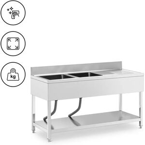 Plonge inox - 2 eviers - inox - 160 x 60 x 97 cm - Royal Catering RCGS-2B1600D6