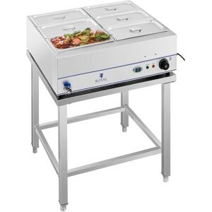 Royal Catering Bain-marie - 2 000 W - 6 bacs GN 1/3 - Avec table et robinet de vidange RCBM-6WS-2000