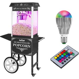 Royal Catering Set machine a popcorn avec chariot et ampoule LED ? Allure retro ? Noire