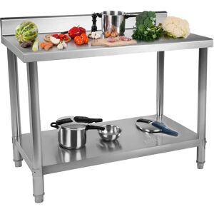 Royal Catering Table de travail en inox - 150 x 60 cm - Avec dosseret - Capacite de charge de 130 kg RCAT-150/60-N