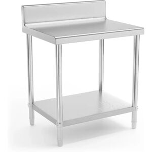 Royal Catering Table de travail en inox - 80 x 60 cm - Avec dosseret - Capacite de charge de 190 kg RCAT-80/60-N