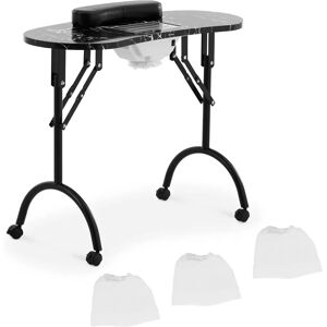 physa Table manucure pliante - noir - 4 roues - aspirateur PHY-MT-15