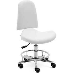 physa Tabouret a roulette avec dossier - 44 - 58 cm - 150 kg - Blanc RUE WHITE