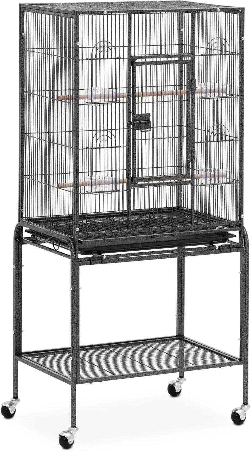 Wiesenfield Cage à oiseaux sur roulettes - avec accessoires et étagère - dimensions globales : 65 x 43 x 135 cm WIE-BH-01