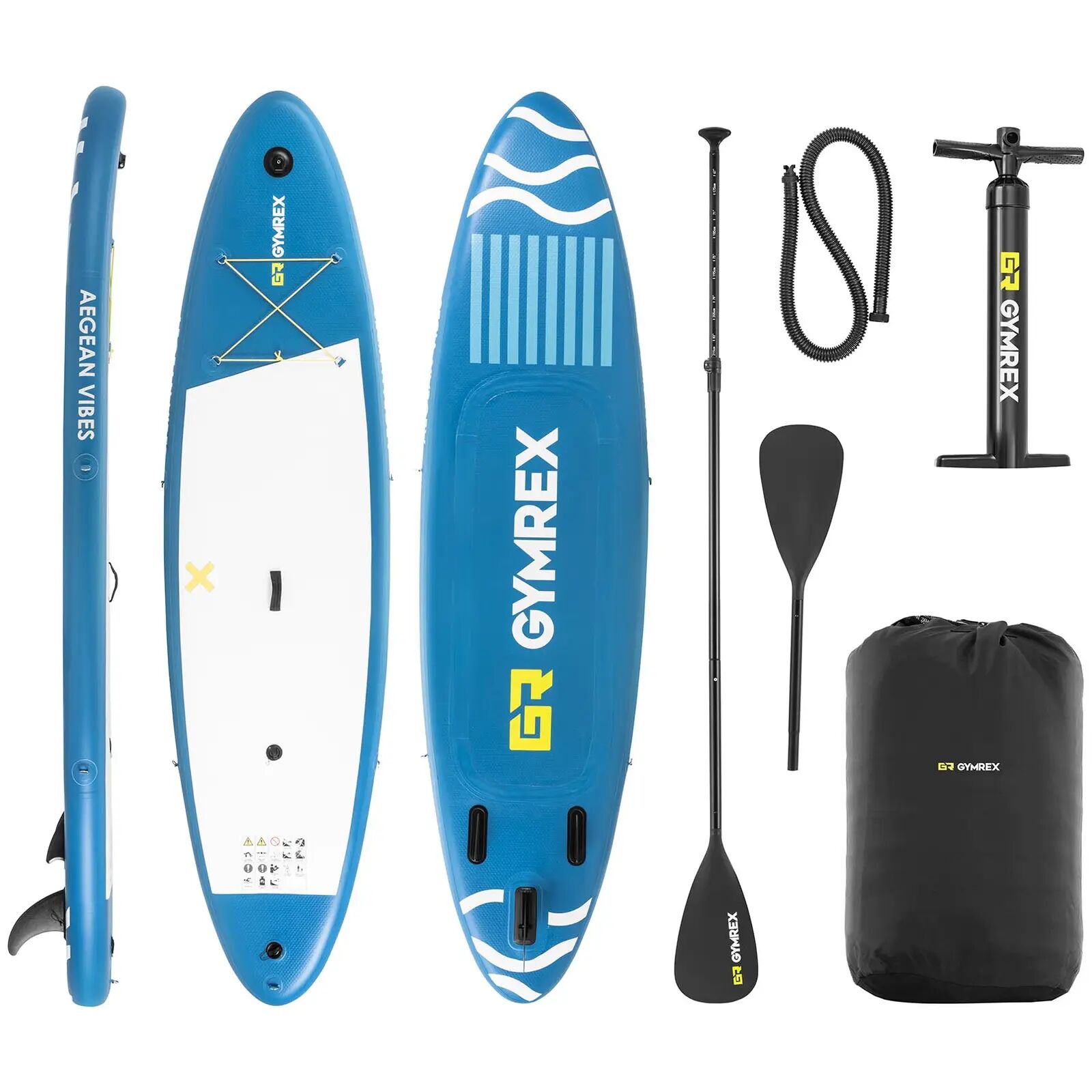 Gymrex Stand up paddle gonflable - 125 kg - bleu - double chambre - 333 x 82 x 12 cm GR-SPB403DC