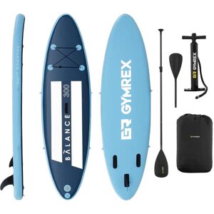 Gymrex Stand up paddle gonflable - 135 kg - Bleu pale/bleu marin - Kit incluant pagaie et accessoires GR-SPB300