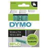 Ruban Dymo D1- 45019 - Ruban noir/vert - 12 mm x 7 m