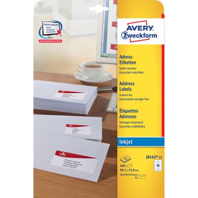 Étiquettes adresses Avery L99,1 x H33,9 mm - paquet 400 unités - Publicité Étiquettes adresses Avery L99,1 x H33,9 mm - paquet 400 unités - Publicité