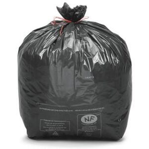 Sac poubelle 50 L pour déchets courants en plastique recyclé - 22 microns - diamètre 43,3 x H.80 cm - noir - carton de 500