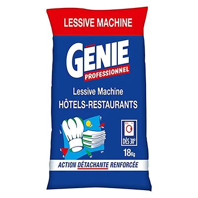 lessive en poudre GENIE Professionnelle - 360 lavages - Publicité lessive en poudre GENIE Professionnelle - 360 lavages - Publicité