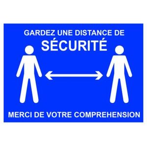 Panneau signalisation A4 polystyrène rigide Gardez une distance de sécurité - 210 x 297 mm - Bleu - Publicité Panneau signalisation A4 polystyrène rigide Gardez une distance de sécurité - 210 x 297 mm - Bleu - Publicité
