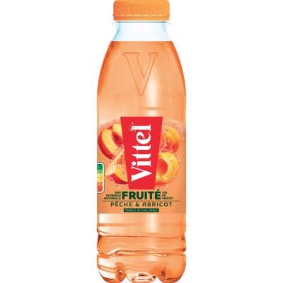 Eau minérale Vittel naturelle fruité - Pêche et Abricot - Lot 24 bouteilles 50 cl - Publicité Eau minérale Vittel naturelle fruité - Pêche et Abricot - Lot 24 bouteilles 50 cl - Publicité