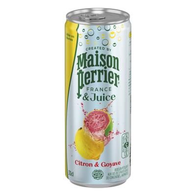 Eau minérale gazeuse aux jus de Citron et de Goyave Perrier & Juice - Canette slim 33 cl - Lot de 24 - Publicité Eau minérale gazeuse aux jus de Citron et de Goyave Perrier & Juice - Canette slim 33 cl - Lot de 24 - Publicité