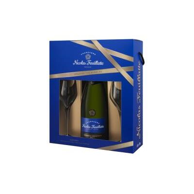 Nicolas Feuillatte Brut Champagne - Coffret avec 2 flûtes - Publicité Nicolas Feuillatte Brut Champagne - Coffret avec 2 flûtes - Publicité