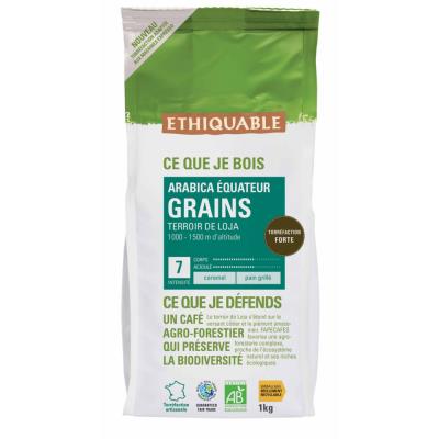 Ethiquable Café en grains Equateur - arabica d'altitude - Intensité 7 - sachet de 1 kg - paquet 1 kilogramme - Publicité Ethiquable Café en grains Equateur - arabica d'altitude - Intensité 7 - sachet de 1 kg - paquet 1 kilogramme - Publicité