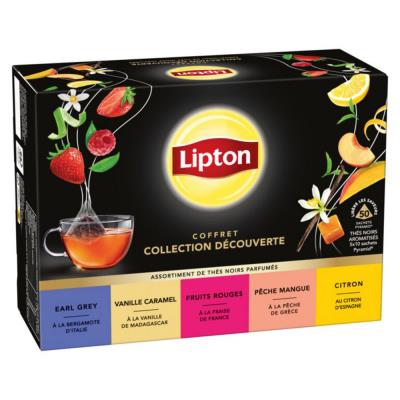 Thé noir Lipton assortiment parfumés - Coffret collection découverte - Boîtes de 50 sachets - Publicité Thé noir Lipton assortiment parfumés - Coffret collection découverte - Boîtes de 50 sachets - Publicité