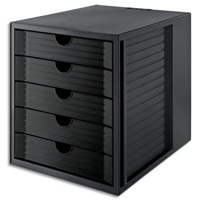 Module classement Han Systembox Karma - 5 tiroirs - PS recyclé - Ange Bleu - Dim (lxhxp) : 27,5x32x33 cm - Noir - Publicité Module classement Han Systembox Karma - 5 tiroirs - PS recyclé - Ange Bleu - Dim (lxhxp) : 27,5x32x33 cm - Noir - Publicité