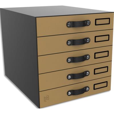 Module de classement Oxford Savana 5 tiroirs en carton recyclé, dimensions (lxhxp): 28x27x36 cm, coloris kraft/noir - Publicité Module de classement Oxford Savana 5 tiroirs en carton recyclé, dimensions (lxhxp): 28x27x36 cm, coloris kraft/noir - Publicité