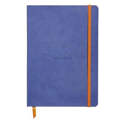 Carnet souple Rhodia Rhodiarama A5 -14,8 x 21 cm 160 pages lignées 90 g/m² - Couverture Saphir avec élastique - Publicité Carnet souple Rhodia Rhodiarama A5 -14,8 x 21 cm 160 pages lignées 90 g/m² - Couverture Saphir avec élastique - Publicité