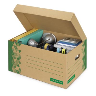 Caisse archives Mondoffice couvercle solidaire en carton recyclé - Kraft - Publicité Caisse archives Mondoffice couvercle solidaire en carton recyclé - Kraft - Publicité