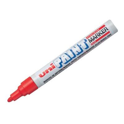 Uniball Marqueur peinture Unipaint à base d'huile indélébile - pointe moyenne ogive - corps métal - coloris rouge - Publicité Uniball Marqueur peinture Unipaint à base d'huile indélébile - pointe moyenne ogive - corps métal - coloris rouge - Publicité