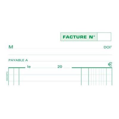 Manifold pré-imprimé Exacompta - Factures 10,5 x 13,5 cm - 50 feuilles en 2 exemplaires numérotés - Publicité Manifold pré-imprimé Exacompta - Factures 10,5 x 13,5 cm - 50 feuilles en 2 exemplaires numérotés - Publicité