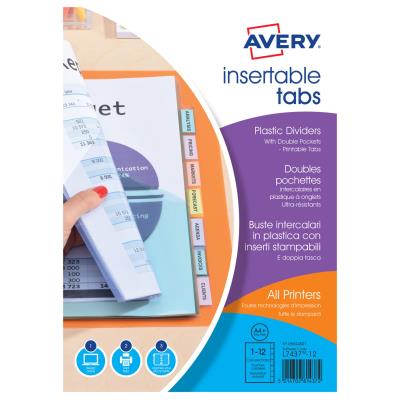 Double pochette intercalaires Avery - polypropylène - onglets personnalisables - format A4+ - Jeu de 12 - Publicité Double pochette intercalaires Avery - polypropylène - onglets personnalisables - format A4+ - Jeu de 12 - Publicité