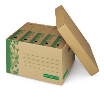 Caisse archives Mondoffice couvercle séparé en carton recyclé - Kraft - Publicité Caisse archives Mondoffice couvercle séparé en carton recyclé - Kraft - Publicité
