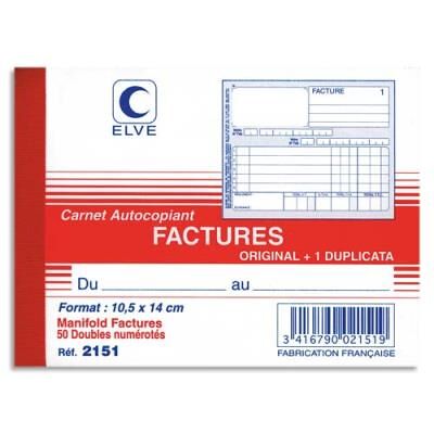 Elve Manifold autocopiant facture Lebon & Vernay - format 10,5x14 cm - 50 feuillets dupli - Publicité Elve Manifold autocopiant facture Lebon & Vernay - format 10,5x14 cm - 50 feuillets dupli - Publicité