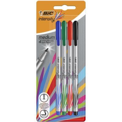 Stylo feutre Bic Intensity - pointe moyenne 0,7 mm - pochette de 4 couleurs - Publicité Stylo feutre Bic Intensity - pointe moyenne 0,7 mm - pochette de 4 couleurs - Publicité