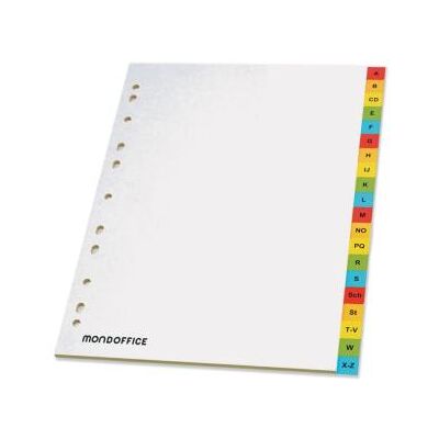 Intercalaires alphabétiques A4 Mondoffice en bristol 170g blanc - 20 divisions couleur - Publicité Intercalaires alphabétiques A4 Mondoffice en bristol 170g blanc - 20 divisions couleur - Publicité