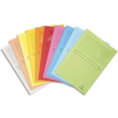 Pochettes coins Exacompta Super en carte 160g - avec fenêtre - coloris assortis - paquet de 10 - Publicité Pochettes coins Exacompta Super en carte 160g - avec fenêtre - coloris assortis - paquet de 10 - Publicité