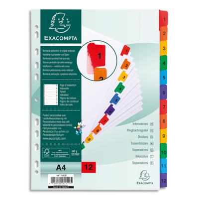 Intercalaire numérique Exacompta - 12 positions - carte blanche 170g - A4 - Publicité Intercalaire numérique Exacompta - 12 positions - carte blanche 170g - A4 - Publicité