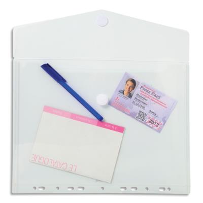 Pochettes-enveloppes velcro perforées Exacompta - polypropylène 2/10e - coloris incolore - sachet de 5 - Publicité Pochettes-enveloppes velcro perforées Exacompta - polypropylène 2/10e - coloris incolore - sachet de 5 - Publicité