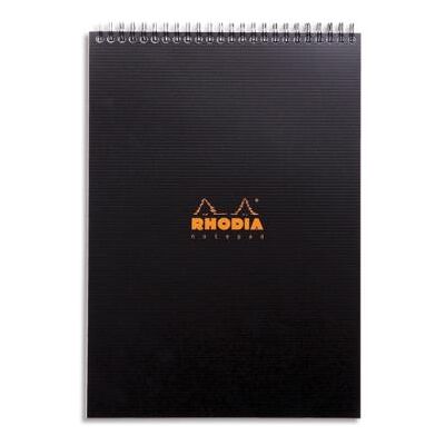Bloc Notepad spirale Rhodia en tête en polypropylène 160 feuilles format 21x29,7cm - Coloris noir - Publicité Bloc Notepad spirale Rhodia en tête en polypropylène 160 feuilles format 21x29,7cm - Coloris noir - Publicité