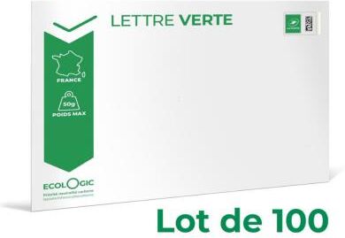 Enveloppes pré-timbrées LA POSTE - Lettre verte -J+3 - 162 x 229 mm - 50 g -Soumis à conditions - Lot de 100