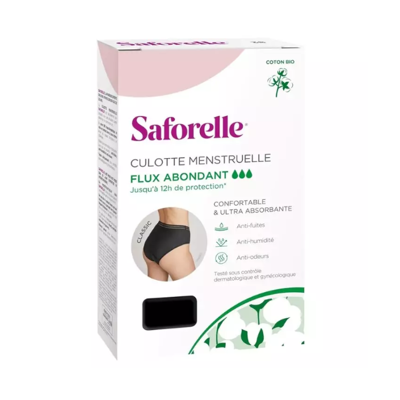 Culotte Menstruelle Saforelle Coton Biologique - Flux Abondant - Publicité Culotte Menstruelle Saforelle Coton Biologique - Flux Abondant - Publicité